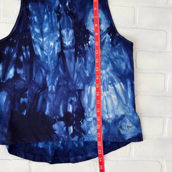Adidas Blue Parley Tie Dye Racerback Training Athletic Tank Top-sz S - Picture 5 of 7